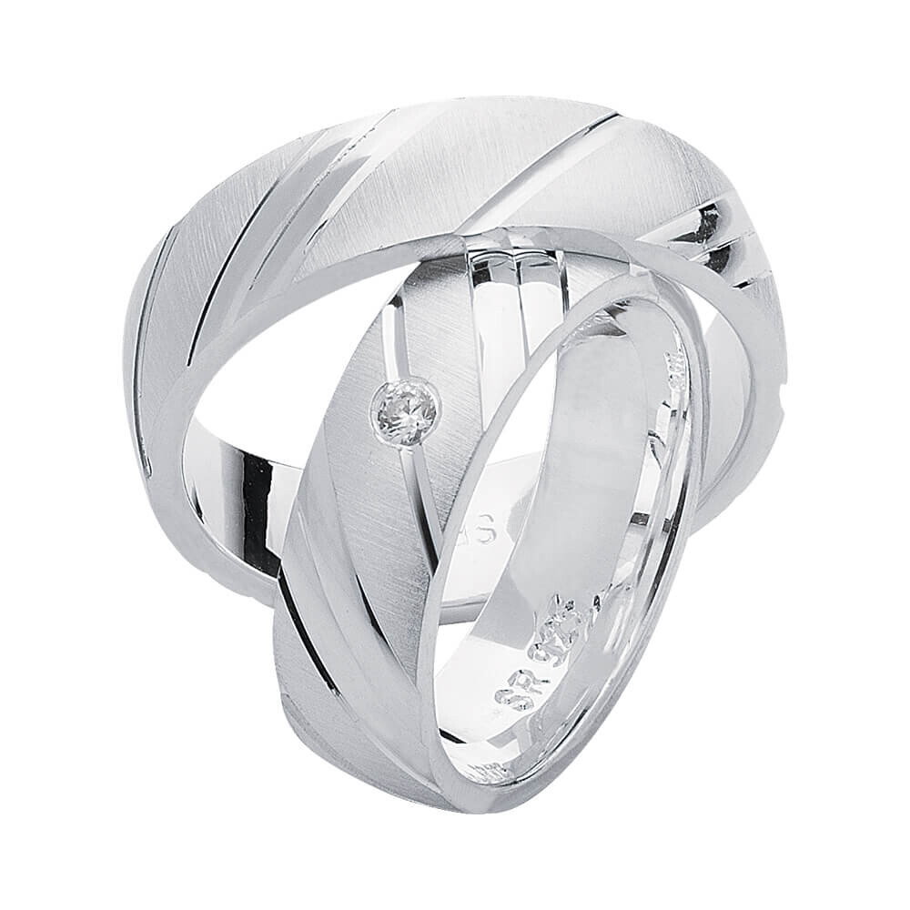 Partnerringe Heartbeat Silber 925 Rubin S15