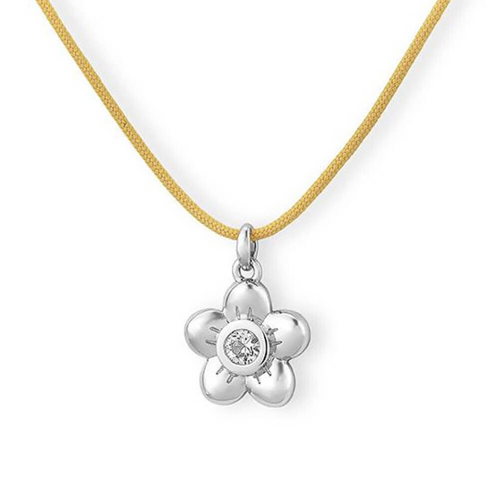 Collier Kids Blume Silber Saphir weiß Breuning 62-00609 - Band gelb