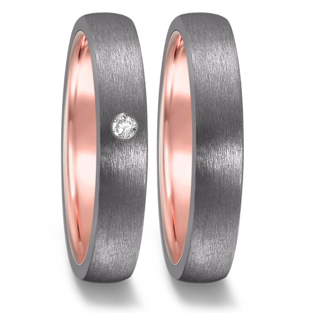 Trauringe Tantal Rotgold 585 Brillant TeNo 52568