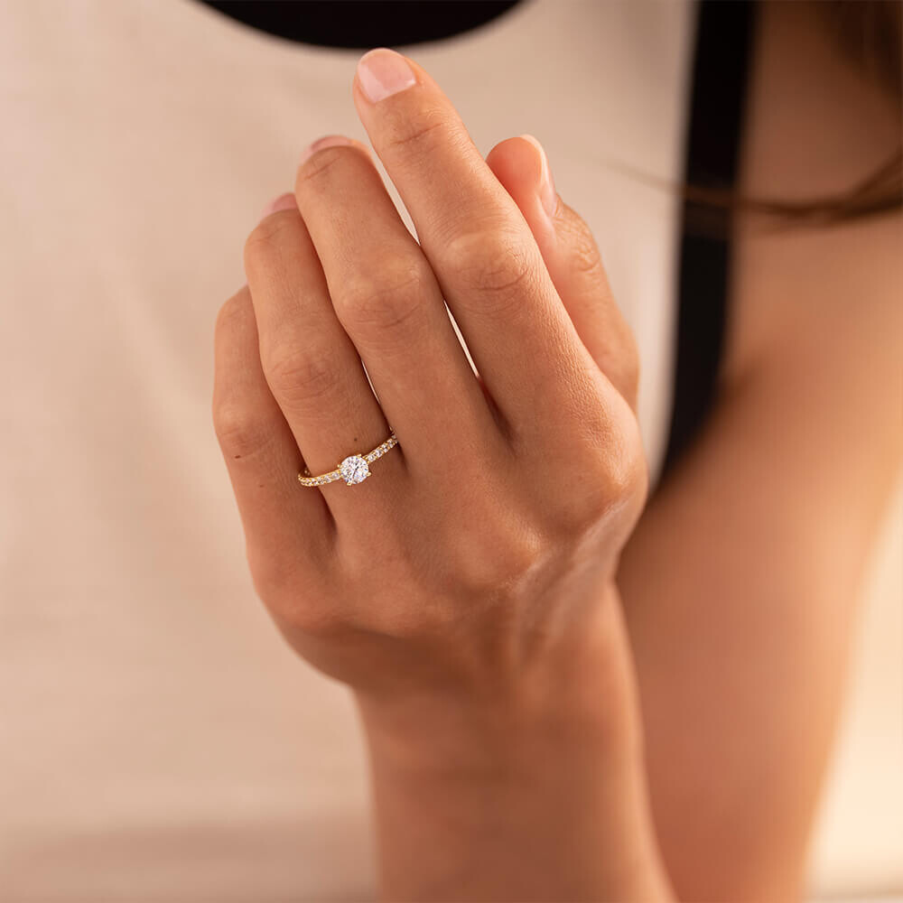 Pavé Ring Silber 925 Gold Zirkonia Weiß Gisser R468Y