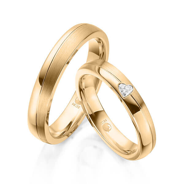 Paar Trauringe / Eheringe Roségold 375/- zus. 0,080 ct, tw, vs - RU-1609-1