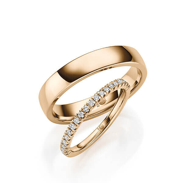 Paar Trauringe / Eheringe Roségold 375/- zus. 0,200 ct, tw, si - RU-1710-4