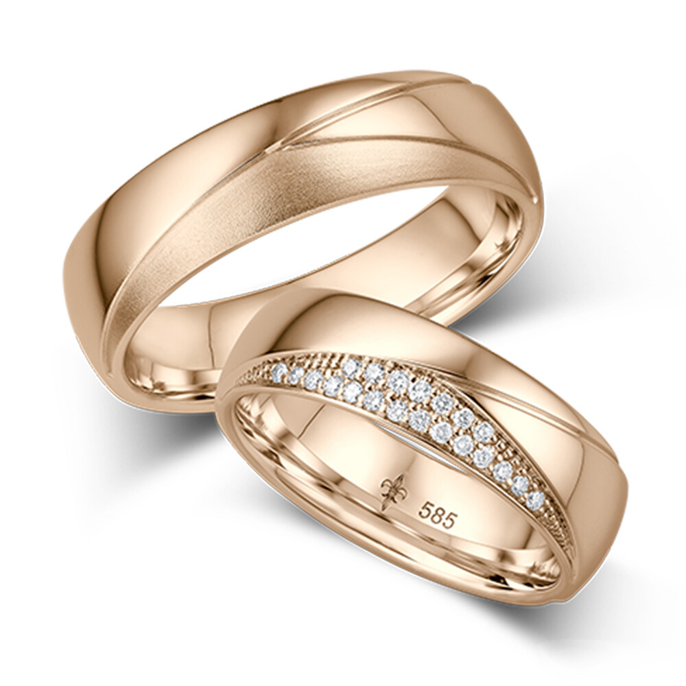 Giloy Trauringe Émilie Roségold TR-0-00010 & TR-1-00010