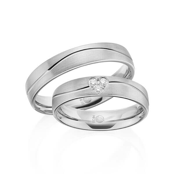 Paar Trauringe / Eheringe Platin 600/- zus. 0,075 ct, tw, si - RU-1603-8