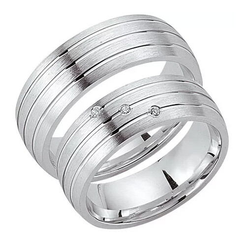 Schwarz Trauringe / Partnerringe Silber 925 Zirkonia SW925-031 Sterlingsilber feinmatt