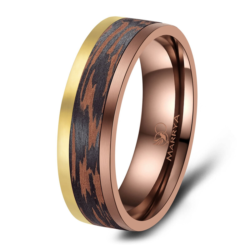 Breiter Herrenring Carbon Bronce Gold Marrya CB-07