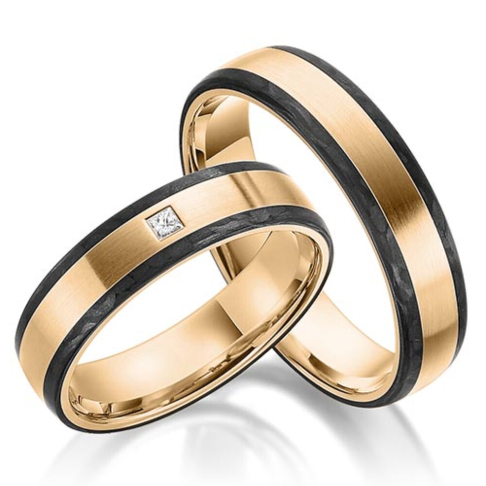 Sickinger Trauringe Carbon & Roségold SC-1190-1