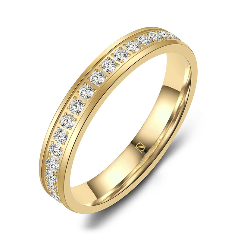 Memoire Vorsteckring Edelstahl Gold Zirkonia Nina Sara NS-11