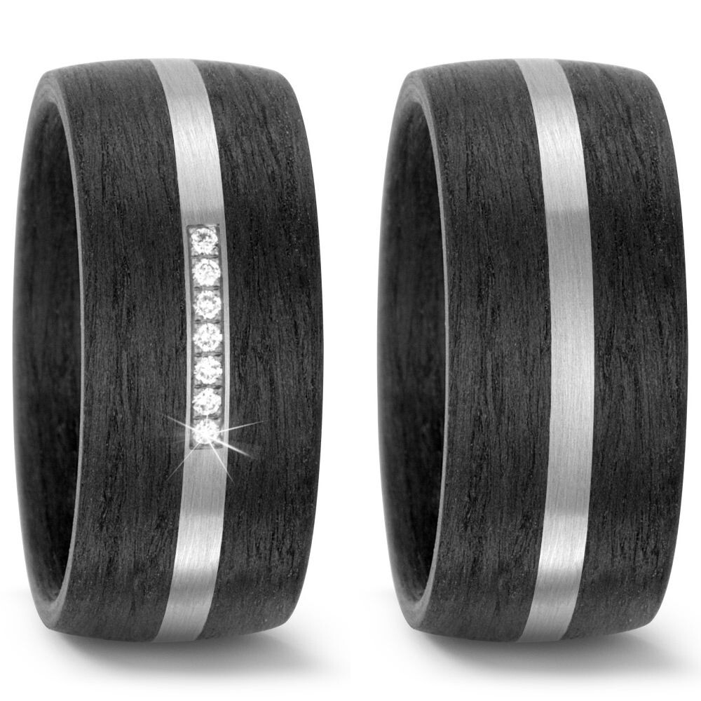 Trauringe Partnerringe Carbon Palladium Brillant TitanFactoy 59316