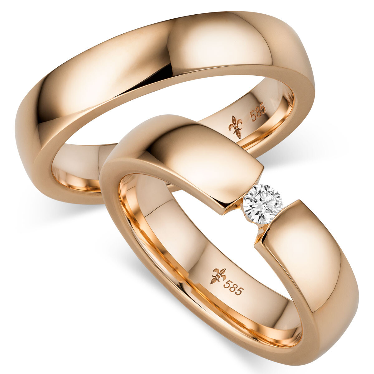 Giloy Trauringe TR-0-00029 & TR-1-00029 Fleur Roségold