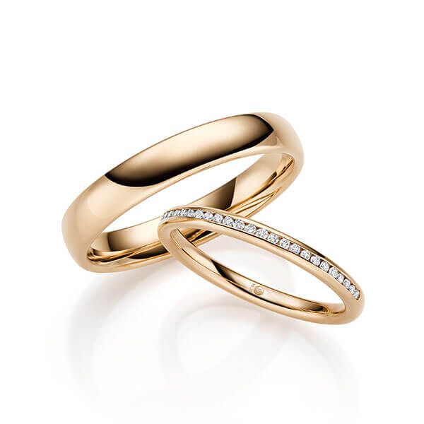 Paar Trauringe / Eheringe Roségold 375/- zus. 0,140 ct, tw, si - RU-1697-1