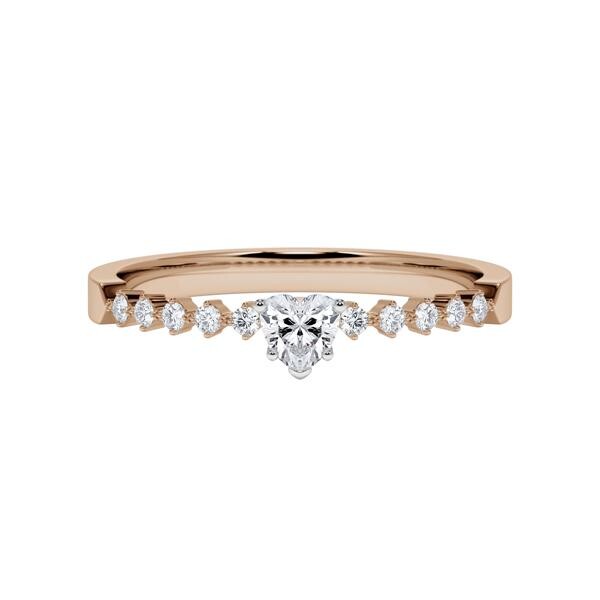 Verlobungsring Herz Diamant Peach-Gold 585 & Platin 950 zus. 0,300ct. Rubin 1794