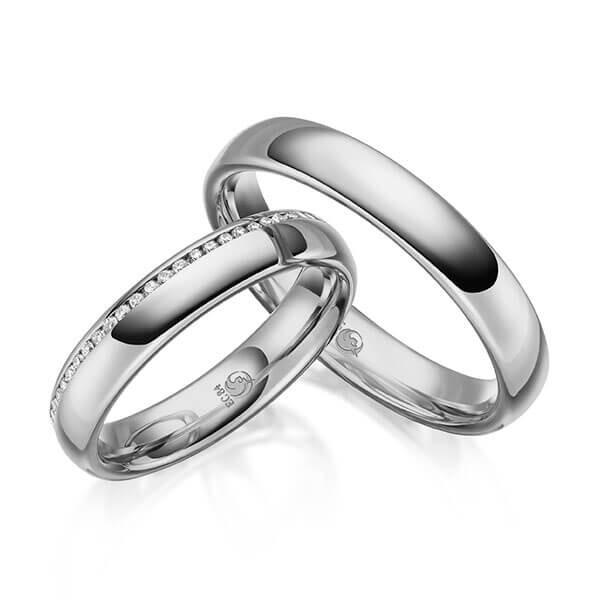 Paar Trauringe / Eheringe Innen Platin 600/- , außen Platin 600/- zus. 0,145 ct, tw, si - RU-1640-6