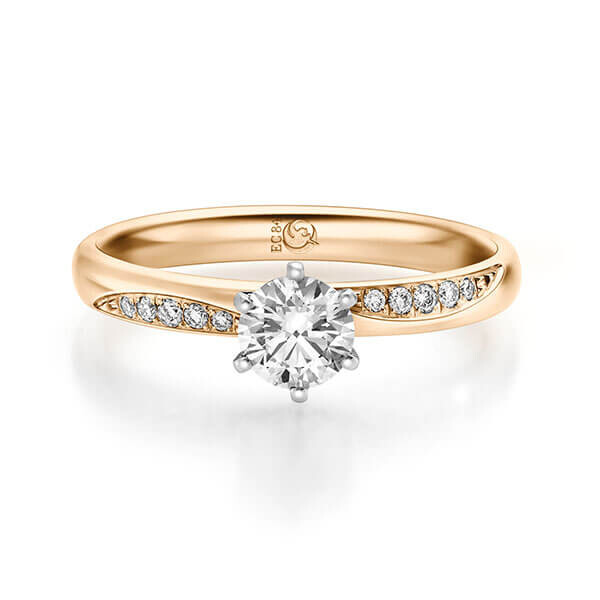 Diamantring Roségold 375 zus. 0,572 ct, tw,si Brillant Rubin RU-1717-4