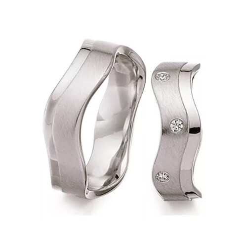 Schwarz Trauringe Partnerringe Silber 925 Zirkonia SW925-102