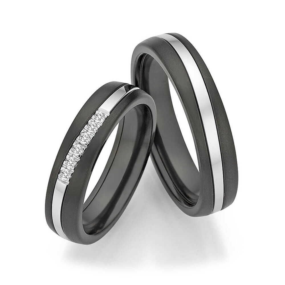 Trauringe Surfing Colors Zirkonium & Weißgold Ruesch 14/20010