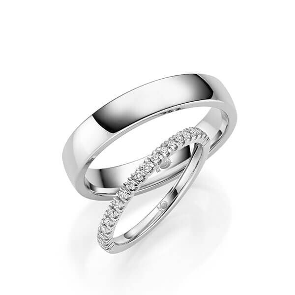 Paar Trauringe / Eheringe Graugold 375/- zus. 0,200 ct, tw, si - RU-1710-5