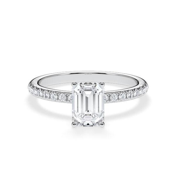 Verlobungsring Veiled Halo Lab-Grown Emerald Platin Rubin RU-1890