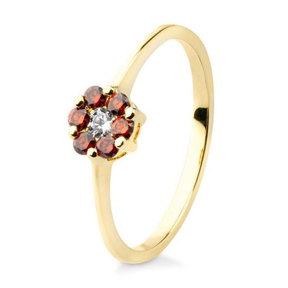 Ring Brillant rot/weiß Gelbgold BR202-5 Blume