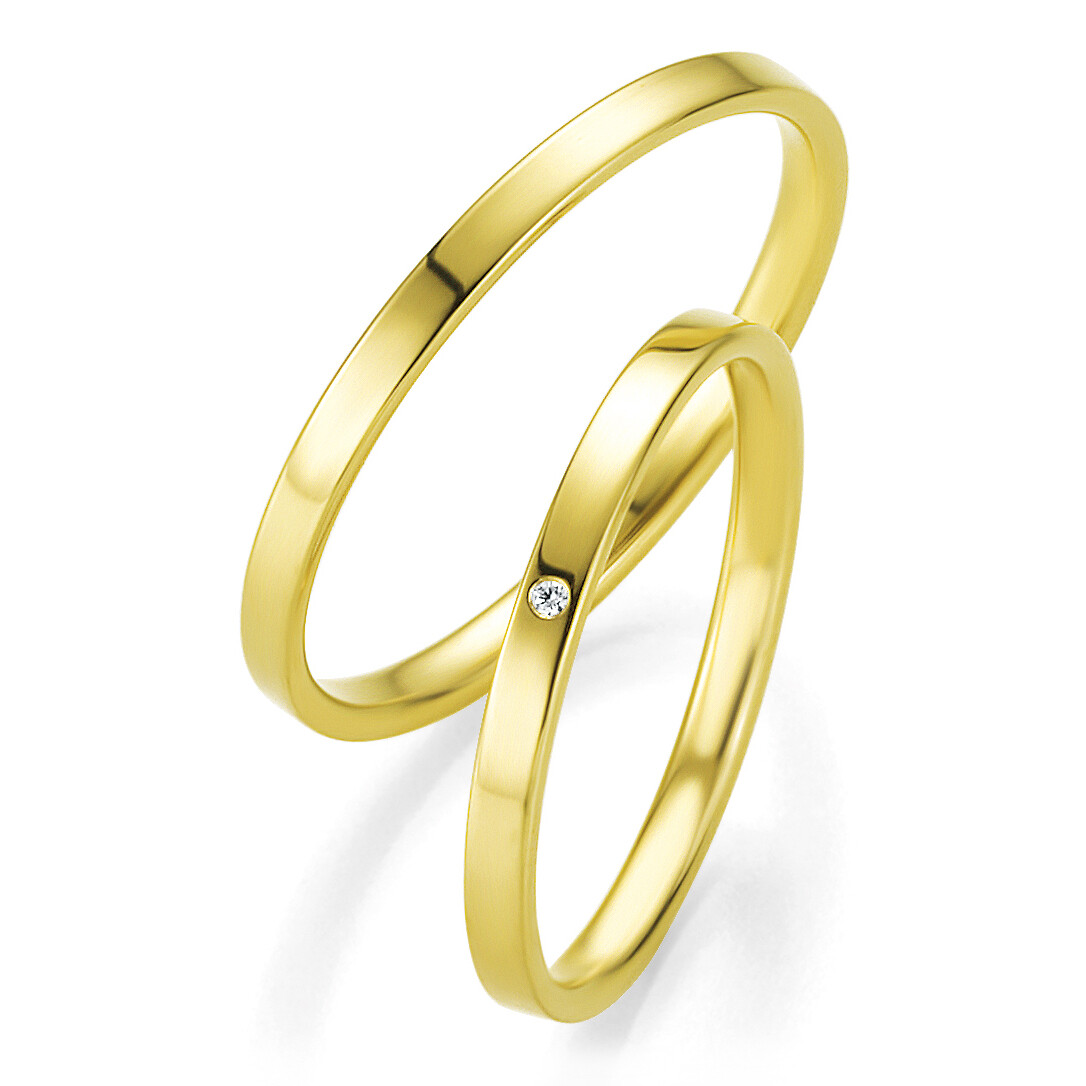 Trauringe Gelbgold Basic Slim Breuning 48/04309 & 48/04310