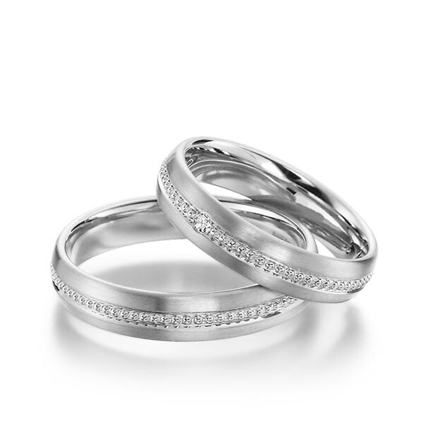 Sickinger Trauringe Palladium Perlfuge Brillant SC-1136-4