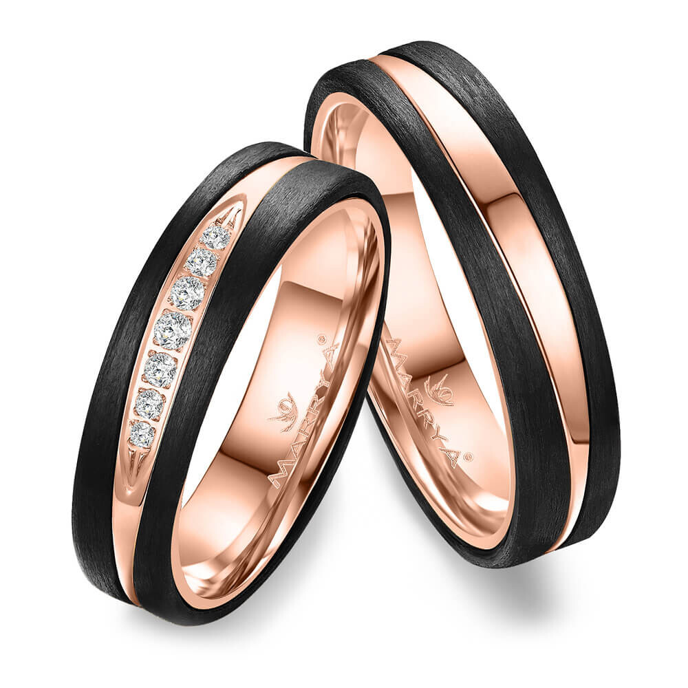 Trauringe Partnerringe Roségold Carbon Marrya CA-16