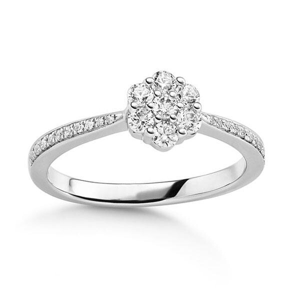 Verlobungsring Flower Illusion Platin Rubin RU-1829
