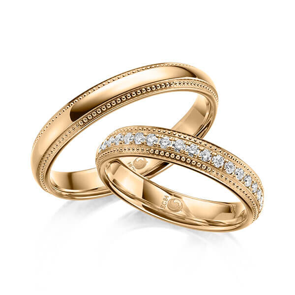 Paar Trauringe / Eheringe Roségold 375/- zus. 0,285 ct, tw, si - RU-1622-5