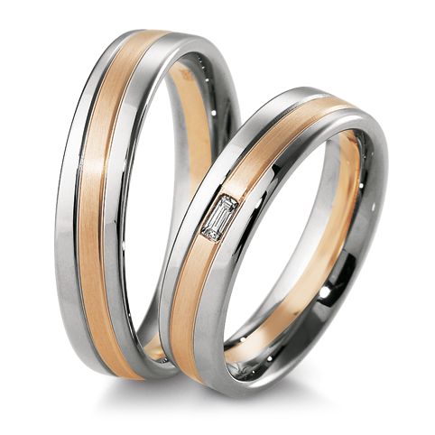 Trauringe Bicolor Inspiration Breuning 48/04169 & 48/04170 Baguette