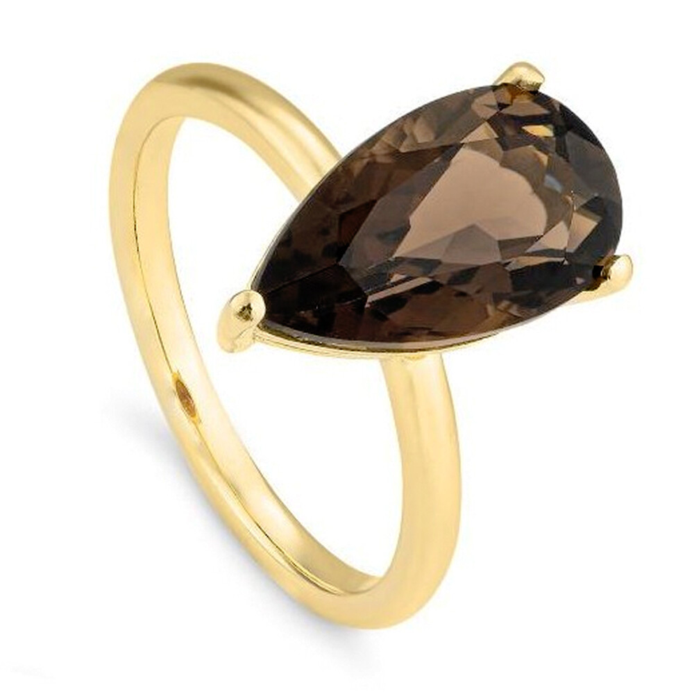 Ring Rauchquarz Tropfen Gelbgold Breuning 42/300080