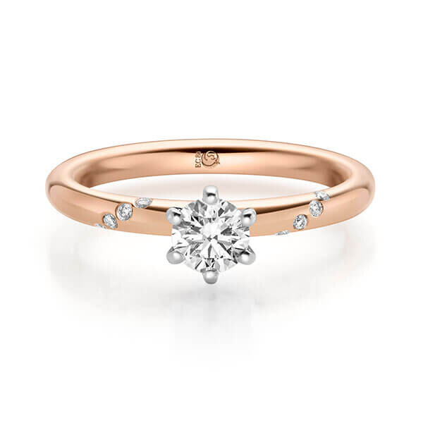 Diamantring Rotgold 333 zus. 0,440 ct, Lab-Grown & tw,si Brillant Rubin RU-1718-9