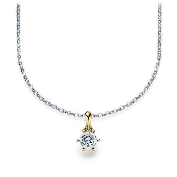 Collier Weißgold 585 Gelbgold 585 Brillant zus. 0,250 ct, tw, vs Rubin RU-1576-12