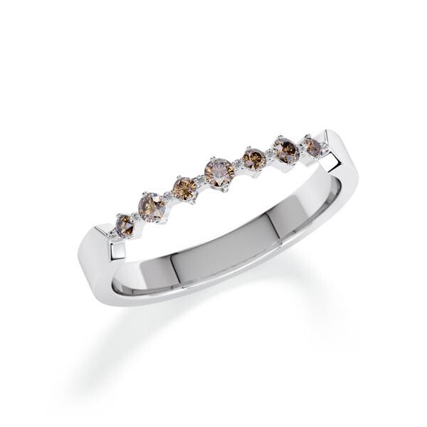 Memoire/Vorsteckring Weißgold 585/- zus. 0,150 ct, Cognac - RU-1807-57