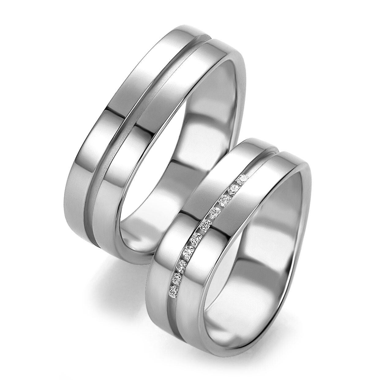 Trauringe Weißgold Brillant Breuning 48/05211 & 48/05212