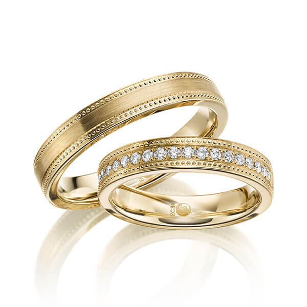 Paar Trauringe / Eheringe Gelbgold 333/- zus. 0,285 ct, tw, si - RU-1623-1