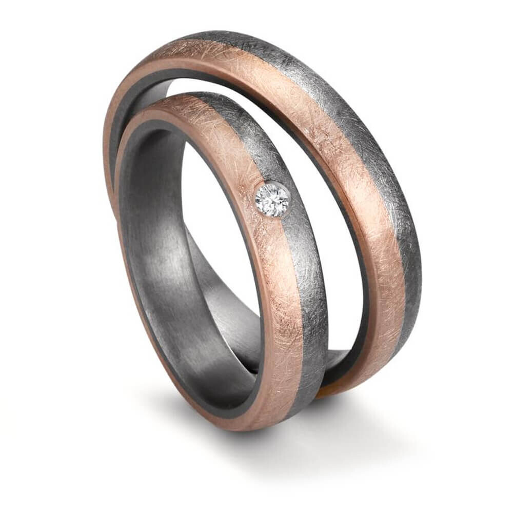 Eheringe Tantal Roségold 585 Brillant TeNo 59757