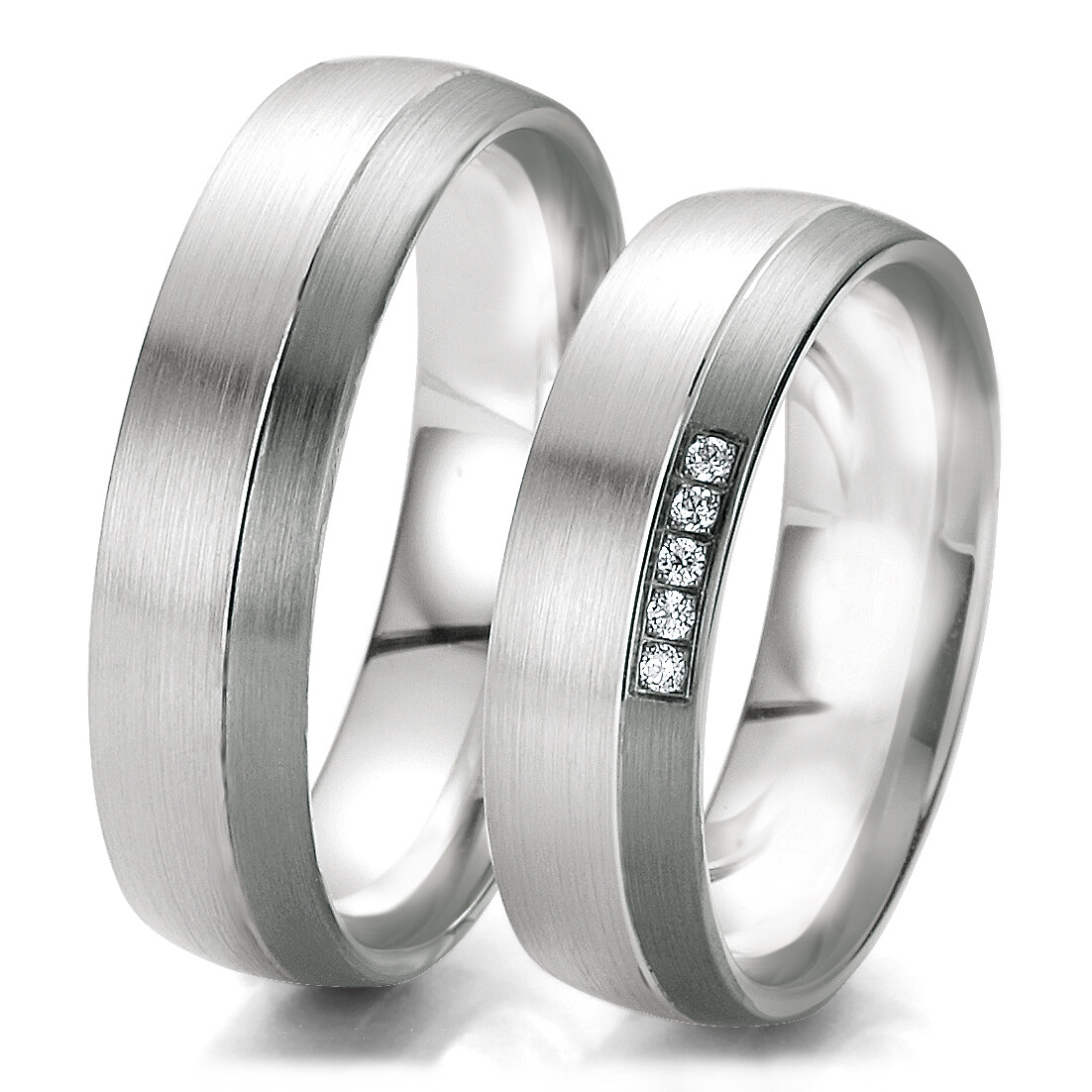 Breuning Bicolor Trauringe Weißgold Graugold 48/06117 & 48/06118