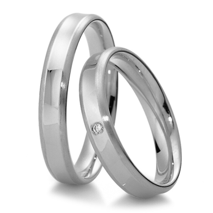 Trauringe Weißgold Hohlkehle Basic Breuning 48/04011 & 48/04012