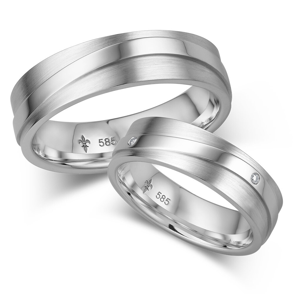 Giloy Trauringe Justine Weißgold TR-0-00027 & TR-1-00027