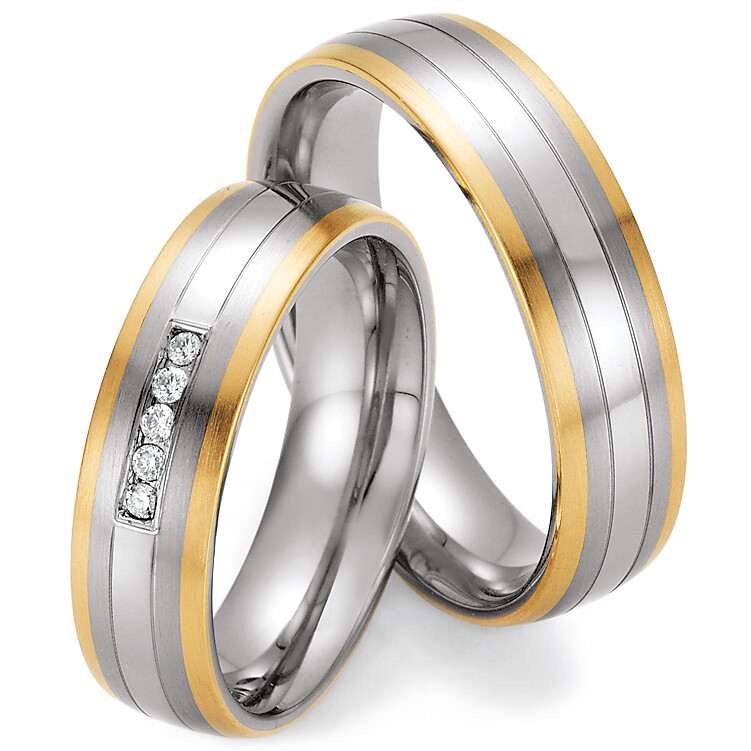 Ruesch Trauringe 88/60090-060 & 88/60100-060 aus Gelbgold 585 & Edelstahl