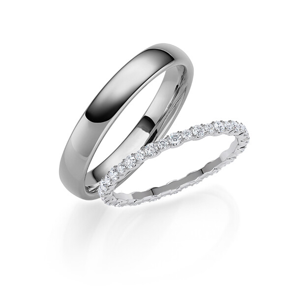 Paar Trauringe / Eheringe Platin 600/- zus. 0,540 ct, tw, si - RU-1823-5