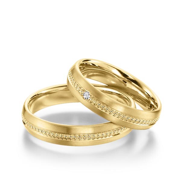 Sickinger Trauringe Gelbgold Perlfuge Brillant SC-1136-2