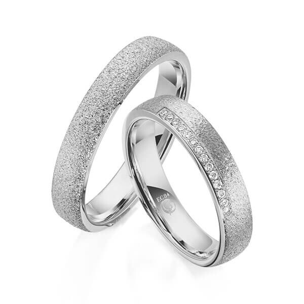 Paar Trauringe / Eheringe Graugold dunkel 375/- zus. 0,070 ct, tw, si - RU-1606-6