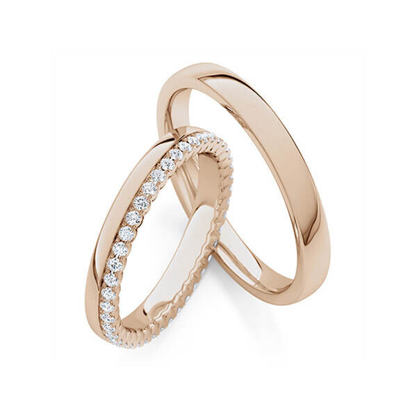 Trauringe Memoire Peach-Gold 585 Brillant zus. 0,410 ct. tw, si Rubin RU-1764
