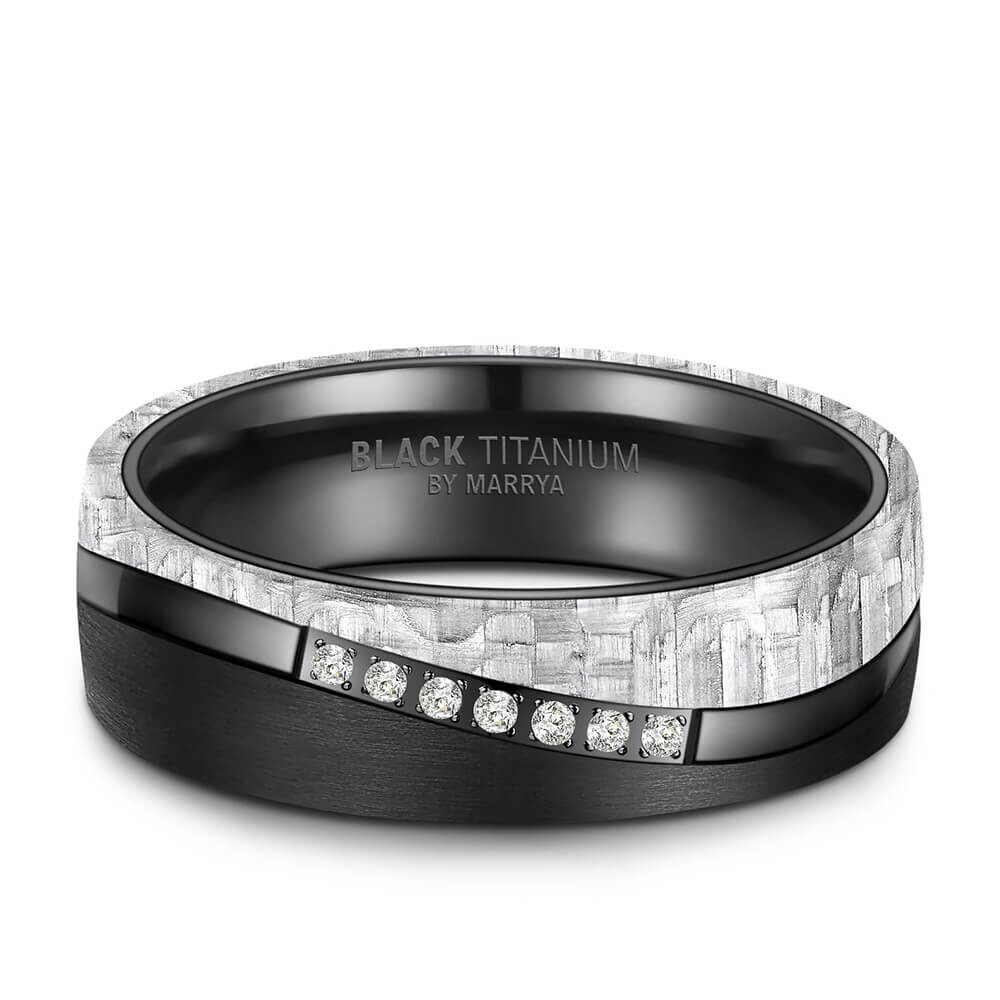 Black Titanium Carbon Damenring Marrya BT-12