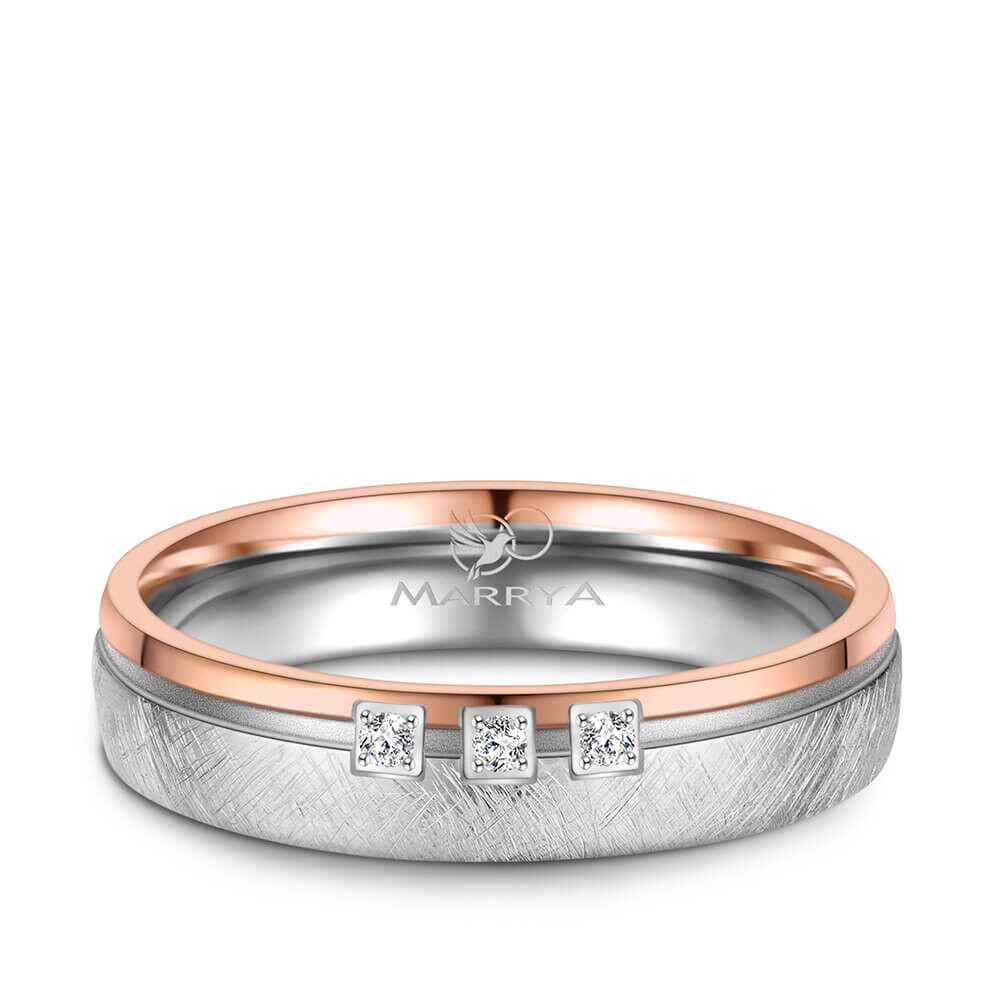 Partnerring Trauring Edelstahl Rose Zirkonia Marrya ES-34