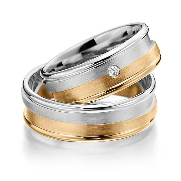 Design Trauringe Weißgold Roségold Brillant Rubin RU-1491