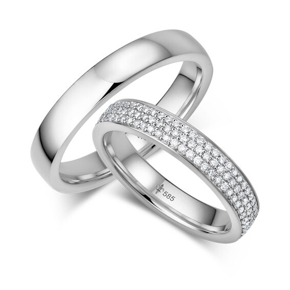 Giloy Trauringe Régine Weißgold TR-0-09003 & TR-1-09003