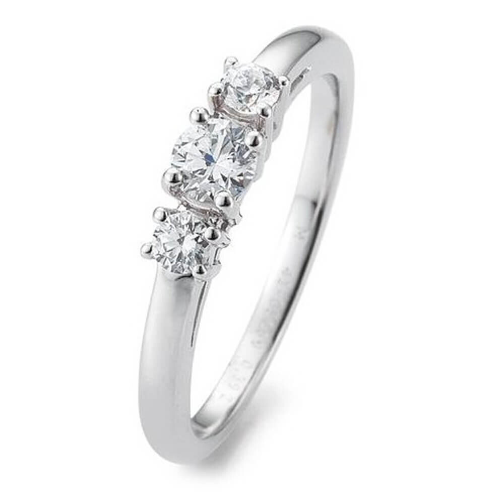 Verlobungsring 3 Steine Weißgold mit Lab-Grown Diamanten