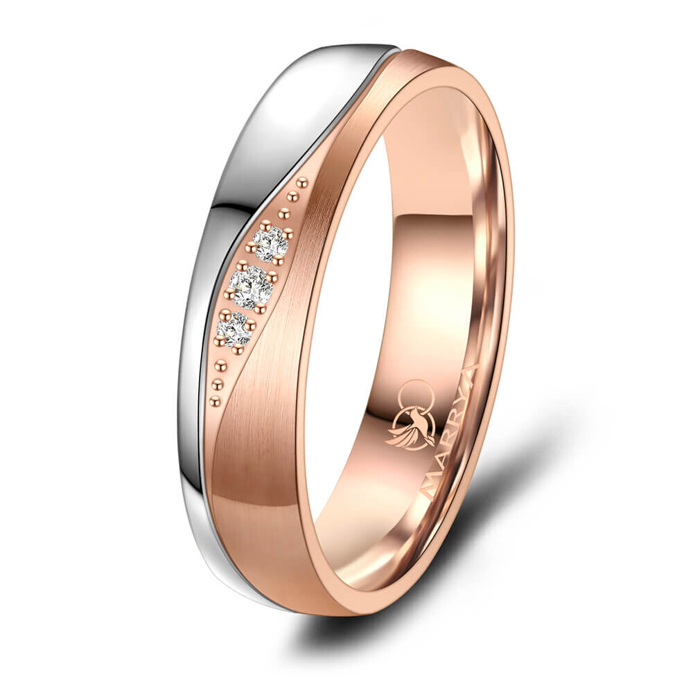 Damenring Edelstahl Roségold plattiert Zirkonia ES-35